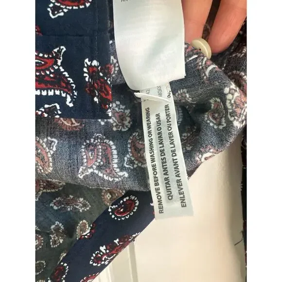 J. Crew Men's Slim Fit Blue with Red and White Paisley Print Collar Button Down - Picture 7 of 11